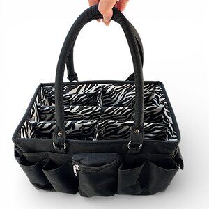 Everything Mary Deluxe Store & Tote Craft Organizer Black Zebra Strip & White